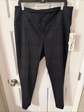 NWT Zac & Rachel Black & Gray Houndstooth Plaid Slimming Pull-On Pants XL